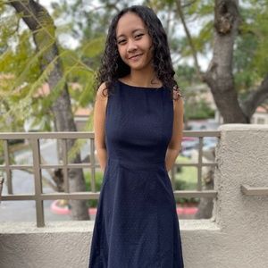 H&M Navy Polka Dot Sheath Lined Dress 10